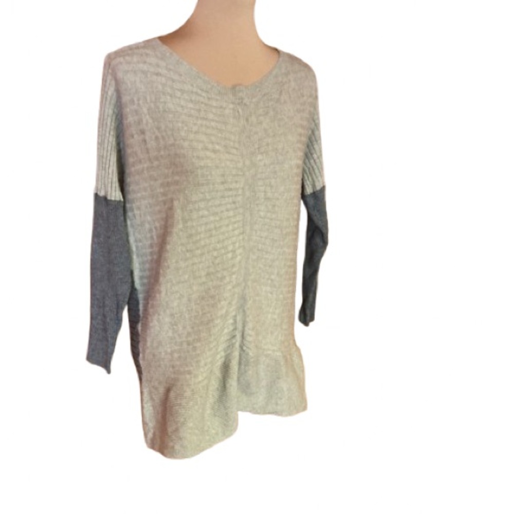 BKE the buckle Color Block Ribbed Pullover Tunic Sweater